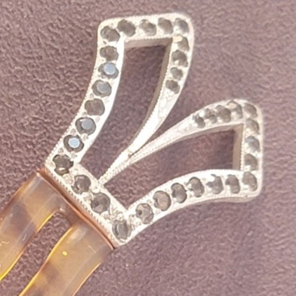 Antique 1920's Art Deco Fishson Silverite Hair Pin - Picture 5 of 8